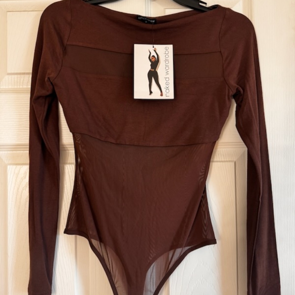 Brand New Naked Wardrobe Brown Mesh Body- M